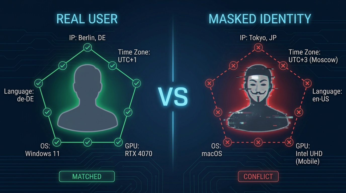 Real user vs masking — parameter consistency comparison