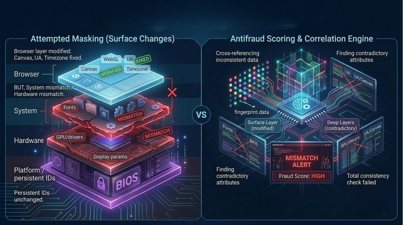 How anti-fraud detects mismatches between levels