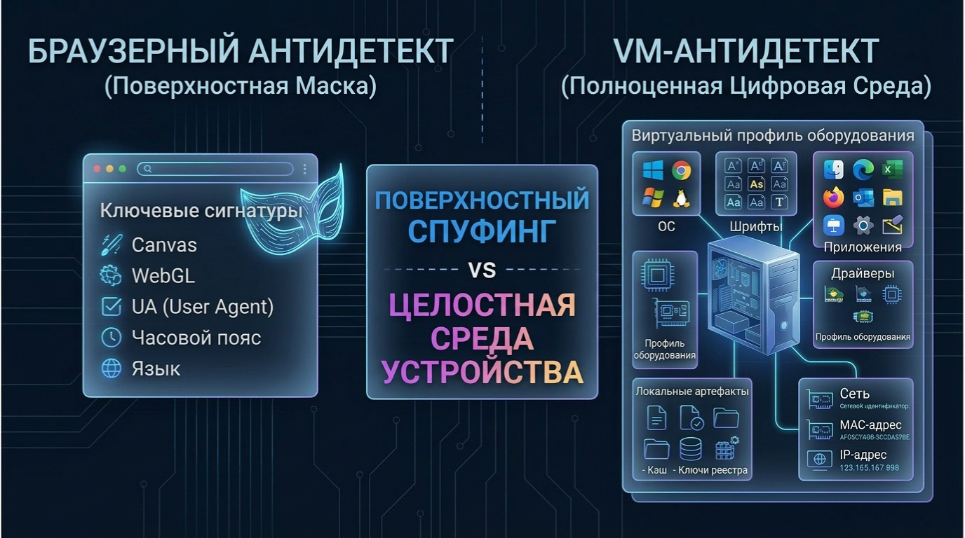 Браузерный антидетект vs VM-антидетект: итоговое сравнение