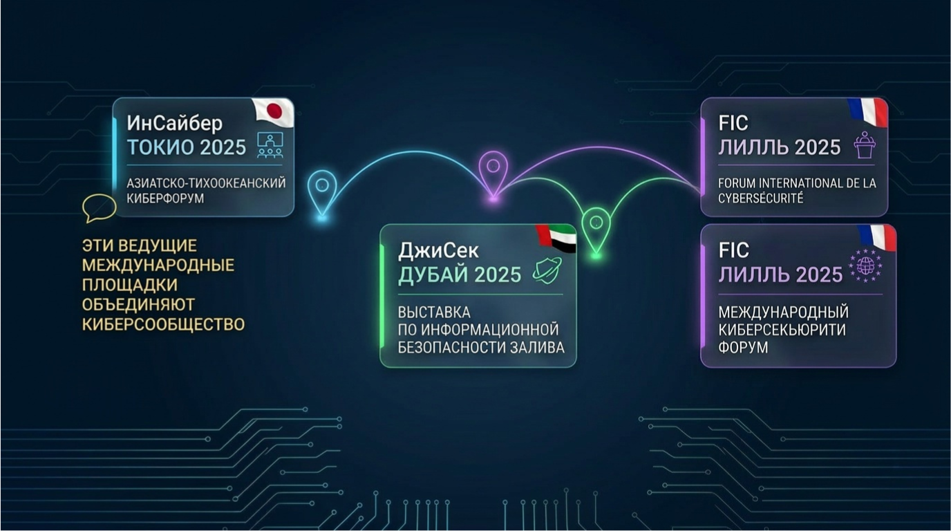 Выступления Vektor T13 на международных конференциях: InCyber Tokyo, GiSec Dubai, FIC Lille