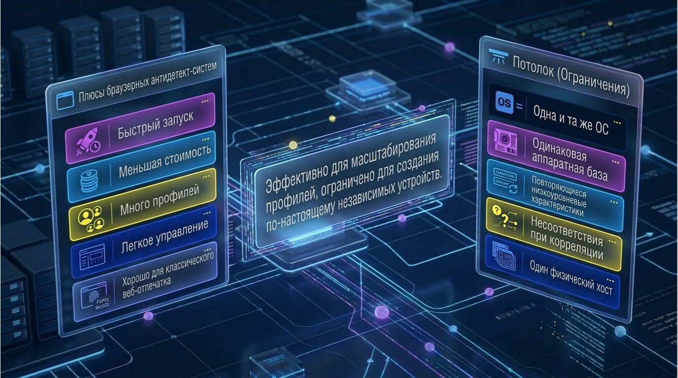 Плюсы и ограничения браузерного антидетекта